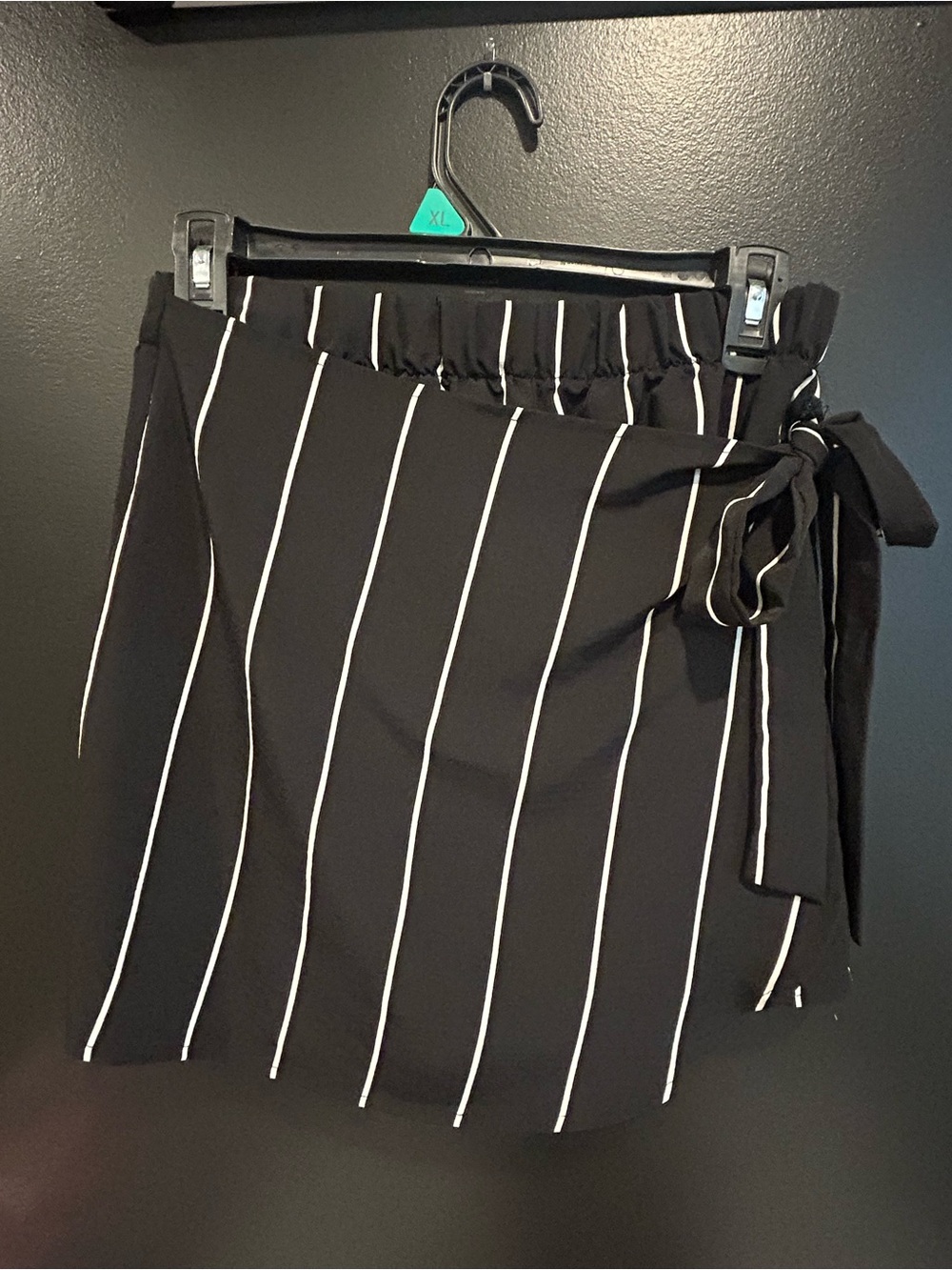 Charlotte Russe Corpcore Black Pinstripe Wrap Skort - Size Large